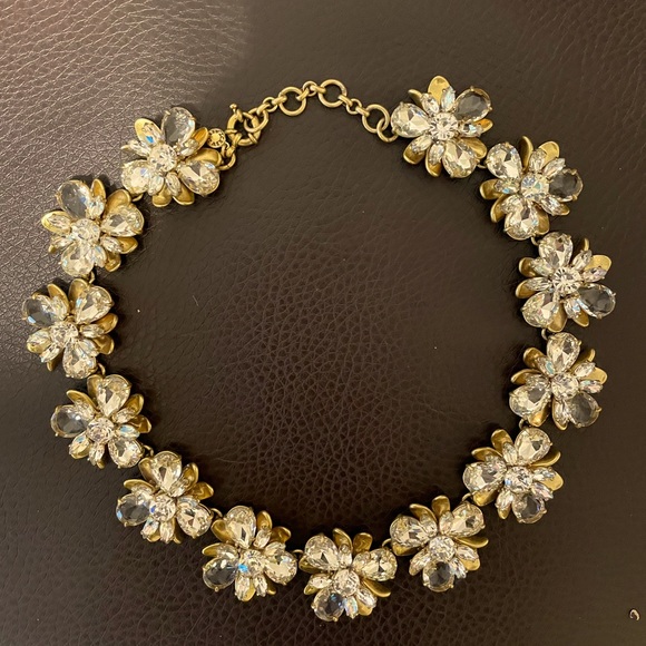 Crystal and Gold Flower Statement Necklace J. Crew - Picture 4 of 6
